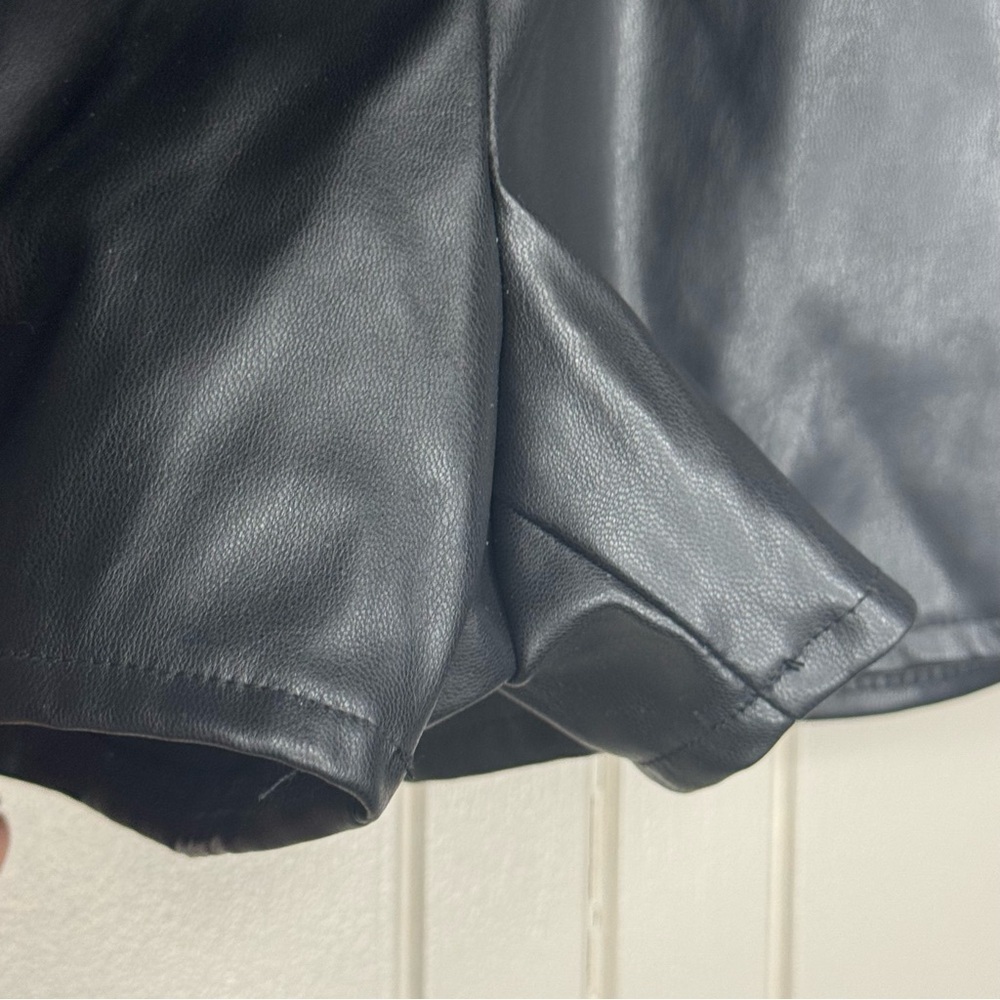 Black Faux Leather Girls Shorts - Picture 4 of 8